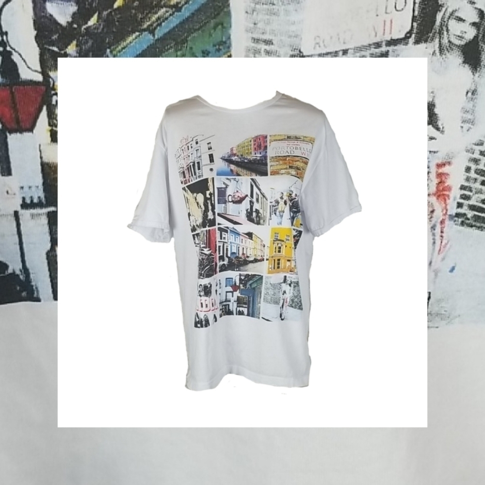 Vintage White London Europe Print Tee